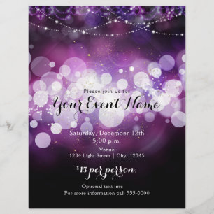 Prospectus 21,6 Cm X 24,94 Cm Flux Violet Éclairage Glam Party Événement Flyer