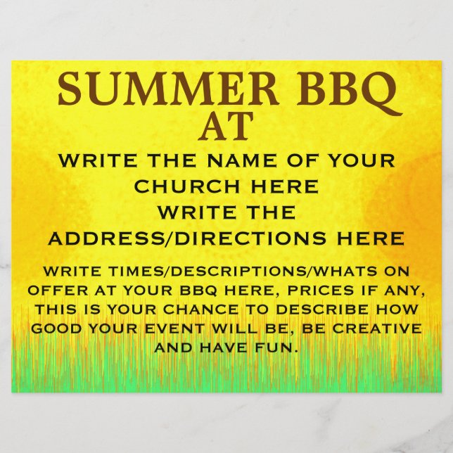 PROSPECTUS 21,6 CM X 24,94 CM FLYER BBQ ÉGLISE (Devant)