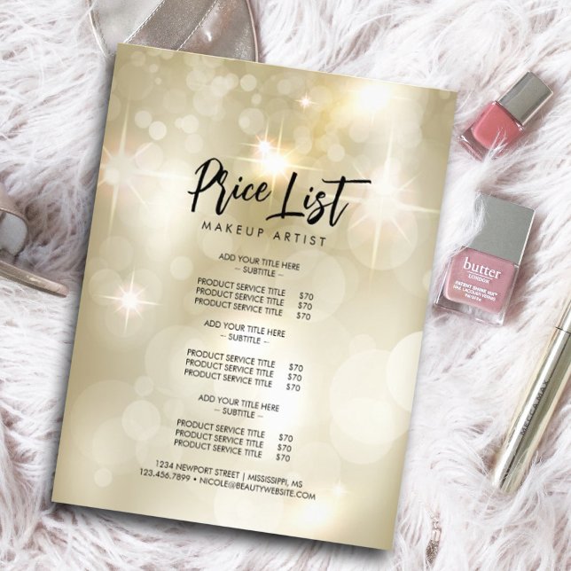 Prospectus 21,6 Cm X 24,94 Cm Flyer Brillant Avec Éclairage Promotion (#shinypricelist #zazzlemade #elegantopalpricelist #sparkle #light #bright #salepromotion #listofsale)