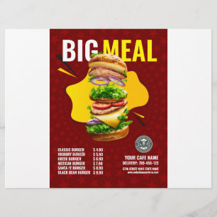 Prospectus 21,6 Cm X 24,94 Cm Flyer d'affichage du menu hamburger créatif