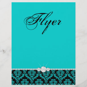 Prospectus 21,6 Cm X 24,94 Cm Flyer de bijoux Salon de coiffure Damas noir bleu 