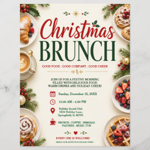 Prospectus 21,6 Cm X 24,94 Cm Flyer de brunch de Noël