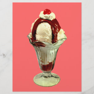 Prospectus 21,6 Cm X 24,94 Cm Flyer de crème glacée rétro Hot Fudge Sundae