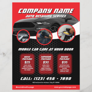 Prospectus 21,6 Cm X 24,94 Cm Flyer de detailing de voiture automobile