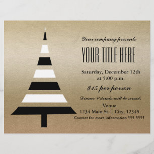 Prospectus 21,6 Cm X 24,94 Cm Flyer de fête de Noël avec arbre de Noël or et noi