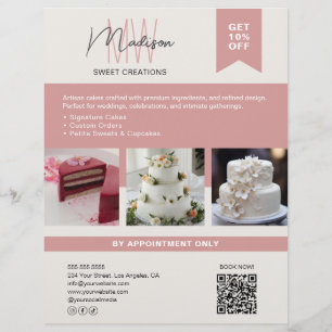 Prospectus 21,6 Cm X 24,94 Cm Flyer de gâteau de boulangerie personnalisé avec l