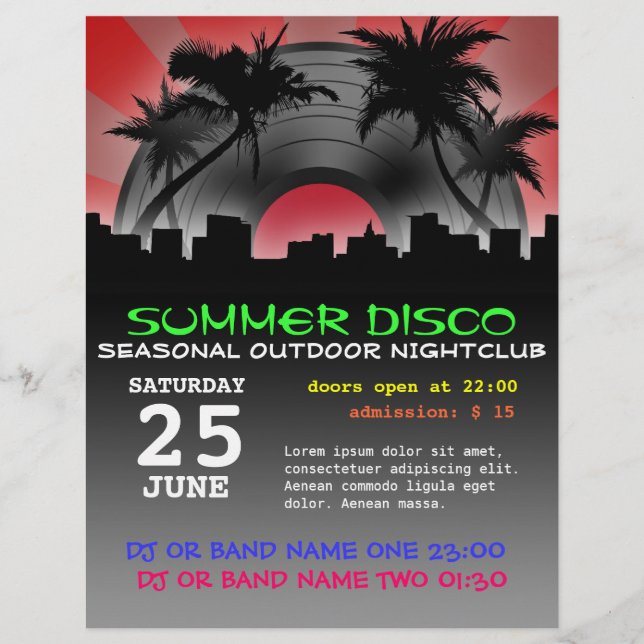Prospectus 21,6 Cm X 24,94 Cm flyer de la discothèque d'été (Devant)
