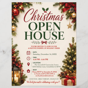 Prospectus 21,6 Cm X 24,94 Cm Flyer de la maison ouverte de Noël