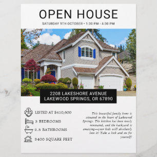 Prospectus 21,6 Cm X 24,94 Cm Flyer de maison ouverte de biens immobiliers minim