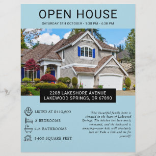 Prospectus 21,6 Cm X 24,94 Cm Flyer de maison ouverte de biens immobiliers minim