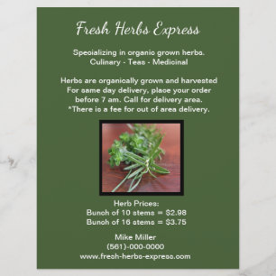 Prospectus 21,6 Cm X 24,94 Cm Flyer de marketing pour petite entreprise d'herbes