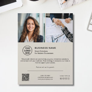 Prospectus 21,6 Cm X 24,94 Cm Flyer de médias sociaux QR de photo de logo modern