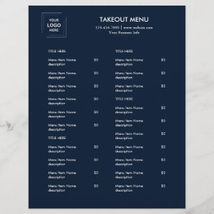 Prospectus 21,6 Cm X 24,94 Cm Flyer de menu à emporter avec logo de restaurant b