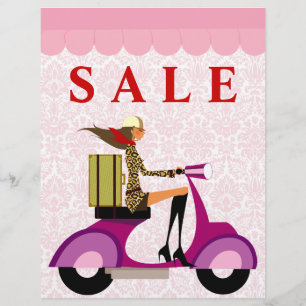 Prospectus 21,6 Cm X 24,94 Cm Flyer de mode scooter femme damassé rose