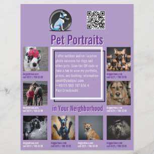 Prospectus 21,6 Cm X 24,94 Cm Flyer de séance de photographie d'animaux avec QR 