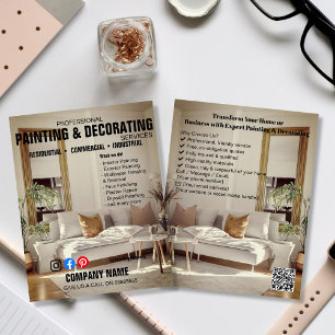 Prospectus 21,6 Cm X 24,94 Cm Flyer de service de peinture et de décoration prof