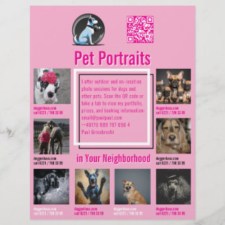 Prospectus 21,6 Cm X 24,94 Cm Flyer de session de photographie animale avec QR C