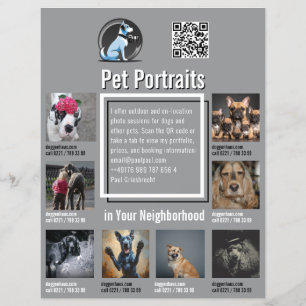 Prospectus 21,6 Cm X 24,94 Cm Flyer de session de photographie d'animaux avec QR