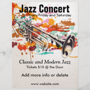Prospectus 21,6 Cm X 24,94 Cm Flyer de trompette de jazz