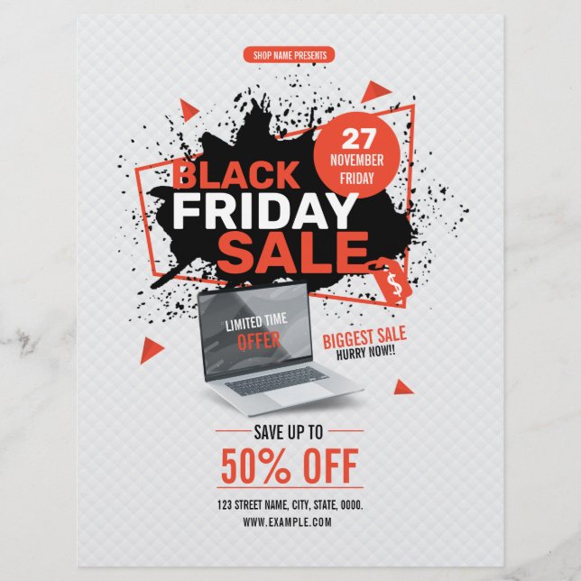 Prospectus 21,6 Cm X 24,94 Cm Flyer de vente Black Friday (Devant)