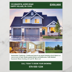 Prospectus 21,6 Cm X 24,94 Cm Flyer de vente de maison recto verso pleine page a