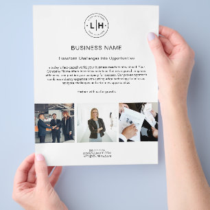 Prospectus 21,6 Cm X 24,94 Cm Flyer d'entreprise blanc moderne avec logo photo