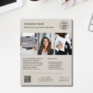 Prospectus 21,6 Cm X 24,94 Cm Flyer d'entreprise QR pour photo de logo personnal
