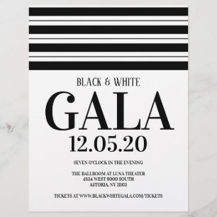 Prospectus 21,6 Cm X 24,94 Cm Flyer du gala de charité du Nouvel An en noir et b