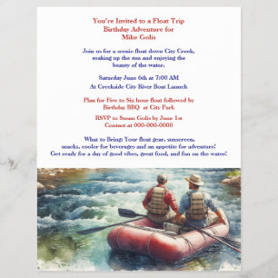 Prospectus 21,6 Cm X 24,94 Cm Flyer pour l'anniversaire d'aventure en radeau