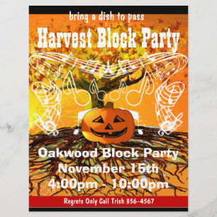 Prospectus 21,6 Cm X 24,94 Cm Flyer pour l'événement Harvest Block Party ou l'év