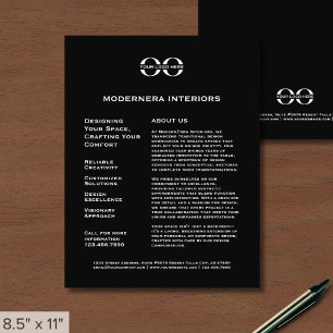 Prospectus 21,6 Cm X 24,94 Cm Flyer promotionnel noir avec logo