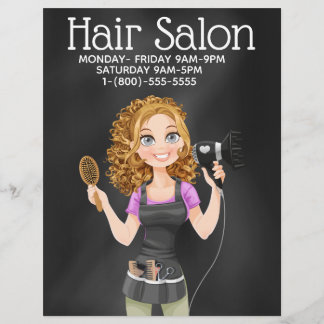 Prospectus 21,6 Cm X 24,94 Cm Flyer promotionnel pour salon de coiffure Chalkboa