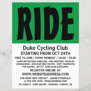 Prospectus 21,6 Cm X 24,94 Cm Flyer publicitaire moderne Bold, Cycling Club