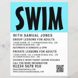 Prospectus 21,6 Cm X 24,94 Cm Flyer publicitaire pour les leçons de natation mod