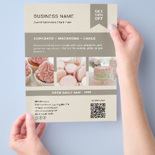 Prospectus 21,6 Cm X 24,94 Cm Flyer QR personnalisé pour boulangerie beige