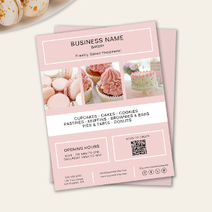 Prospectus 21,6 Cm X 24,94 Cm Flyer QR Photo Boulangerie Rose Minimaliste Modern