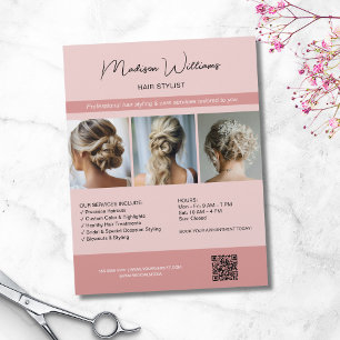 Prospectus 21,6 Cm X 24,94 Cm Flyer QR Rose Salon de Coiffure 3 Photos