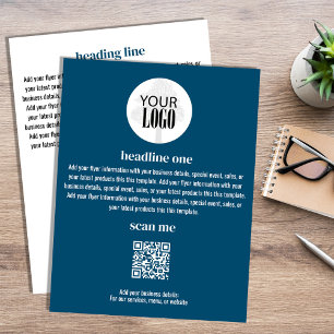Prospectus 21,6 Cm X 24,94 Cm Flyer Simple Minimaliste Bleu pour Entreprise