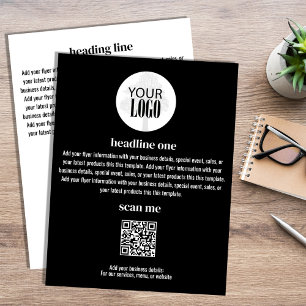 Prospectus 21,6 Cm X 24,94 Cm Flyer Simple Minimaliste Logo d'entreprise Noir