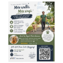 Flyers de code QR pour la promenade de chiens et l