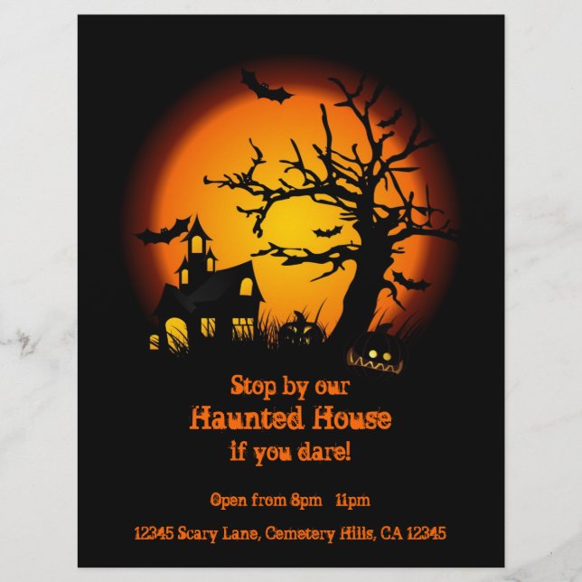 Prospectus 21,6 Cm X 24,94 Cm Flyers Haunted House Halloween (Devant)