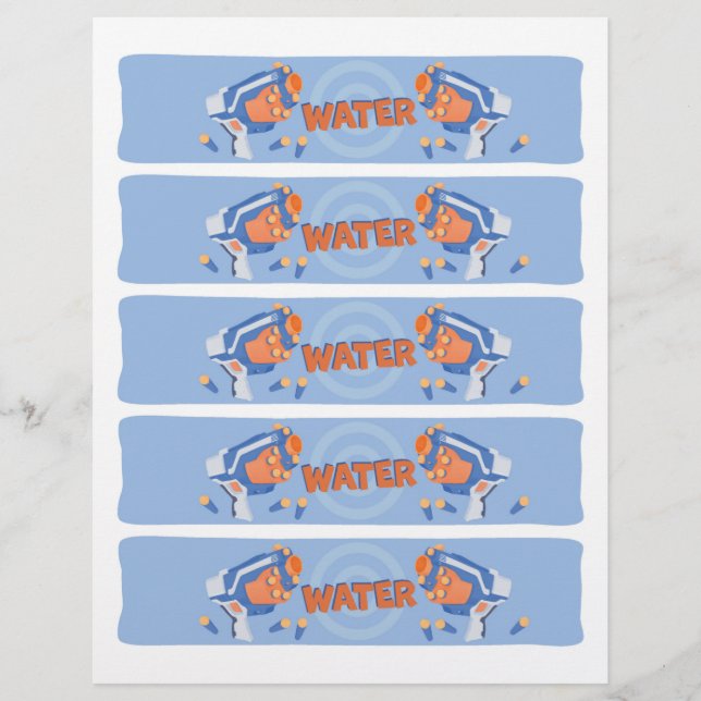 Prospectus 21,6 Cm X 24,94 Cm Foam Dart Gun bouteille d'eau étiquettes (Devant)