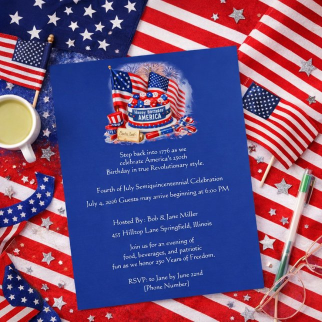 Prospectus 21,6 Cm X 24,94 Cm Fourth of July Semiquincentennial Celebration (Celebrate 250 Years of Freedom with food, fireworks, and Revolutionary fun this Fourth of July!)