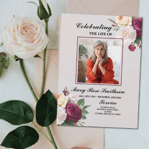 Prospectus 21,6 Cm X 24,94 Cm Funérailles florales Ordre de service Célébration 
