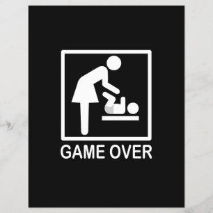 Prospectus 21,6 Cm X 24,94 Cm Game Over Mom Funny Black and White Pictogram