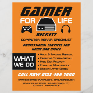 Prospectus 21,6 Cm X 24,94 Cm Gamer pour la vie, Spécialiste en réparation infor