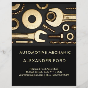 Prospectus 21,6 Cm X 24,94 Cm Garage de mécanicien automobile Acier doré métalli