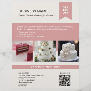 Prospectus 21,6 Cm X 24,94 Cm Gâteau de boulangerie Flyer QR photo personnalisé