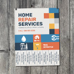 Prospectus 21,6 Cm X 24,94 Cm Geometric - Home Repair Tear-Off Tabs Flyer<br><div class="desc">A professional home repair service flyer with tear-off tabs and a clean, modern layout featuring bold blue, gray, yellow and orange accents. The area showcases icons of common repair services like plumbing, painting, and hardware tools arranged in a grid pattern, all set against a beige background with subtle geometric design...</div>