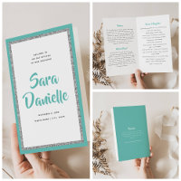 Glitterie Argent et Bat mitzvah Turquoise Plié Pro